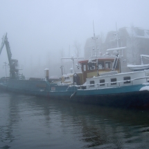 Baggeren met sneeuwval in Gouda